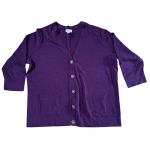 Charter Club Women's Purple Cardigan Sweater Long Sleeve V-Neck Size 0X